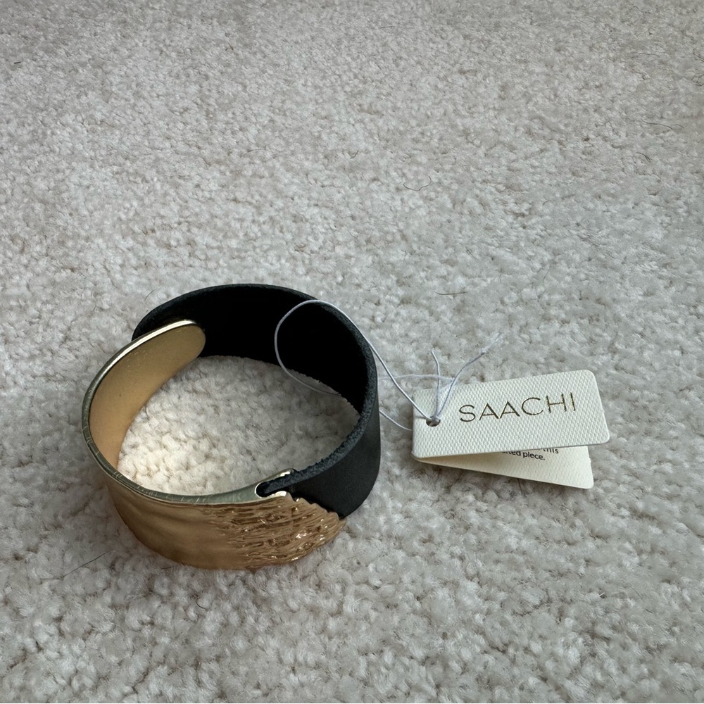 SAACHI leather metal statement bracelet